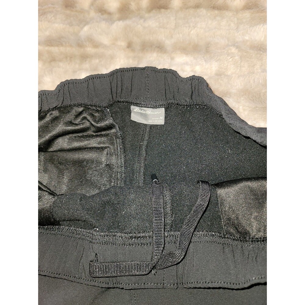 Eddie Bauer Women's Black Fleece Lined Pants Medium Elastic Waist Drawstring - Picture 3 of 6